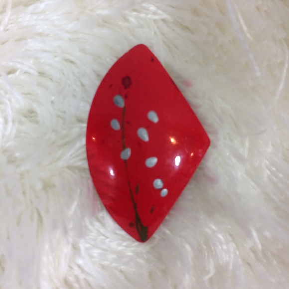 Vintage Willow Earrings Glossy Retro Painted - Picture 3 of 5